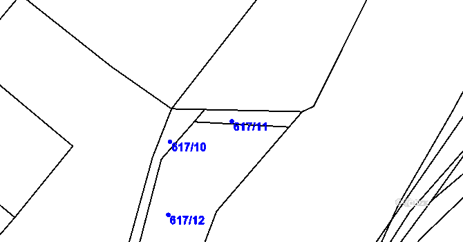 Parcela st. 617/11 v KÚ Osek u Hořovic, Katastrální mapa