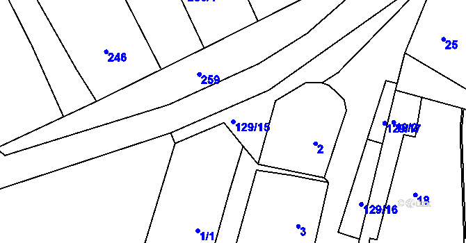 Parcela st. 129/15 v KÚ Osek u Hořovic, Katastrální mapa