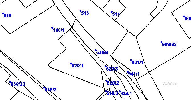Parcela st. 538/9 v KÚ Osek u Hořovic, Katastrální mapa
