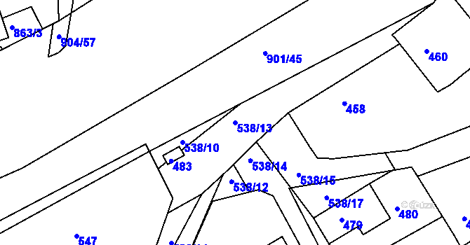 Parcela st. 538/13 v KÚ Osek u Hořovic, Katastrální mapa