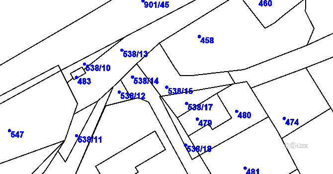 Parcela st. 538/15 v KÚ Osek u Hořovic, Katastrální mapa