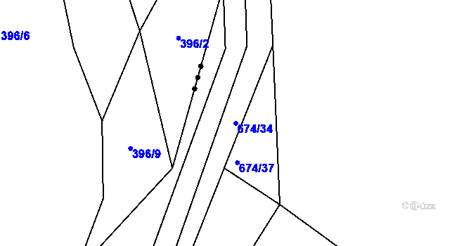 Parcela st. 674/34 v KÚ Osek u Hořovic, Katastrální mapa
