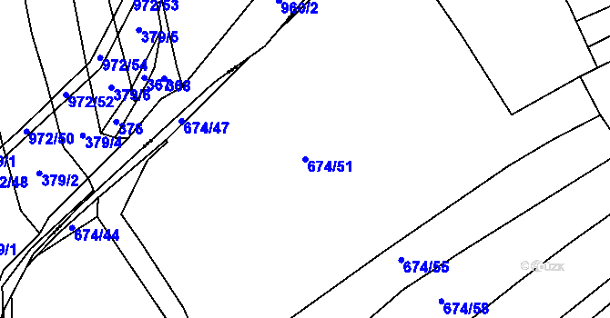 Parcela st. 674/51 v KÚ Osek u Hořovic, Katastrální mapa