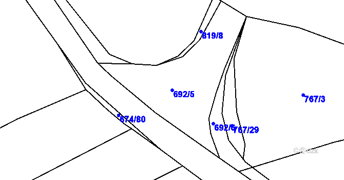 Parcela st. 692/5 v KÚ Osek u Hořovic, Katastrální mapa