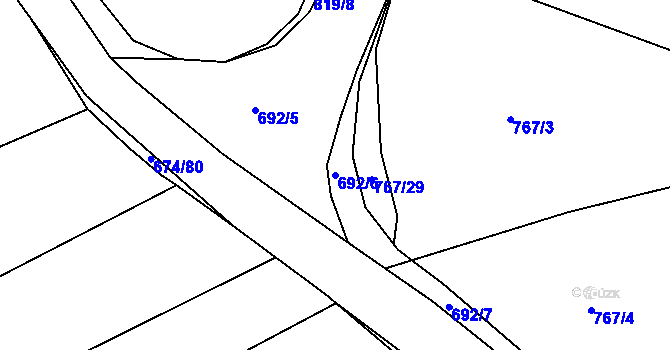 Parcela st. 692/6 v KÚ Osek u Hořovic, Katastrální mapa