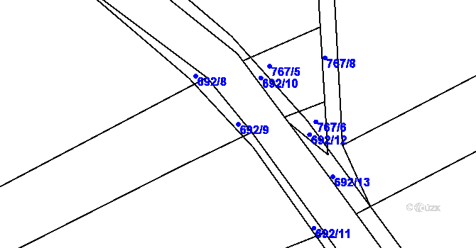 Parcela st. 692/9 v KÚ Osek u Hořovic, Katastrální mapa