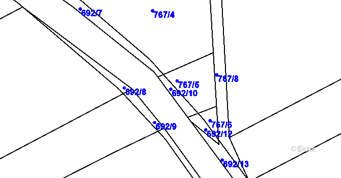 Parcela st. 692/10 v KÚ Osek u Hořovic, Katastrální mapa