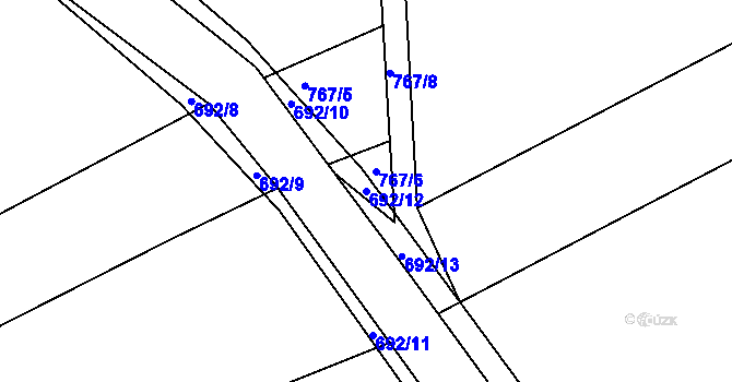 Parcela st. 692/12 v KÚ Osek u Hořovic, Katastrální mapa