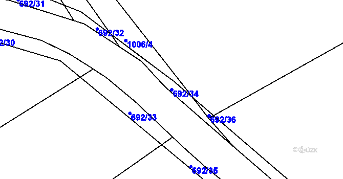 Parcela st. 692/34 v KÚ Osek u Hořovic, Katastrální mapa