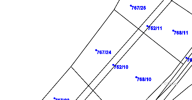 Parcela st. 767/24 v KÚ Osek u Hořovic, Katastrální mapa