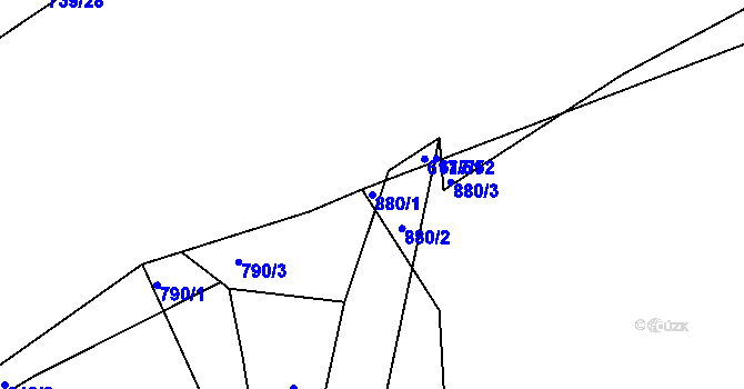 Parcela st. 880/1 v KÚ Osek u Hořovic, Katastrální mapa