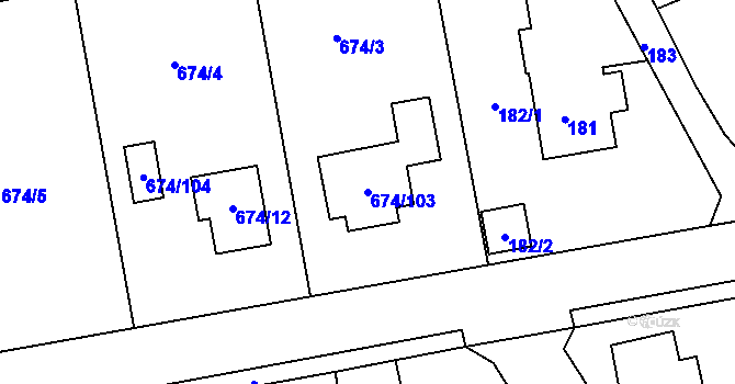 Parcela st. 674/103 v KÚ Osek u Hořovic, Katastrální mapa