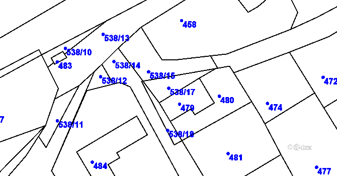 Parcela st. 538/17 v KÚ Osek u Hořovic, Katastrální mapa