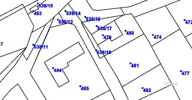 Parcela st. 538/18 v KÚ Osek u Hořovic, Katastrální mapa
