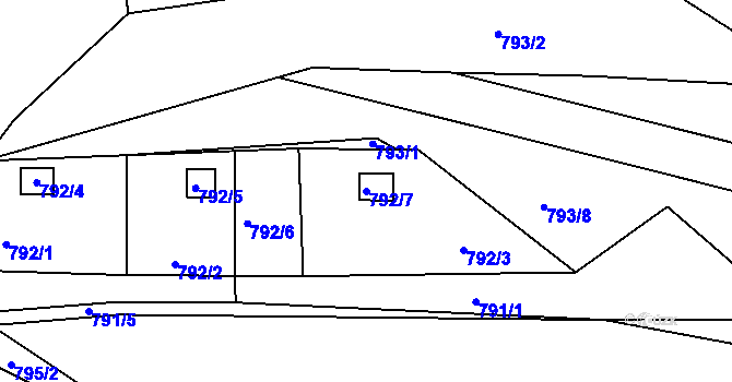 Parcela st. 792/7 v KÚ Osek u Hořovic, Katastrální mapa