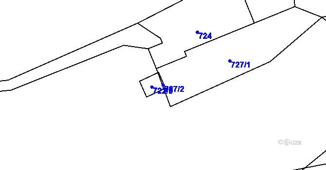 Parcela st. 727/2 v KÚ Osek u Hořovic, Katastrální mapa