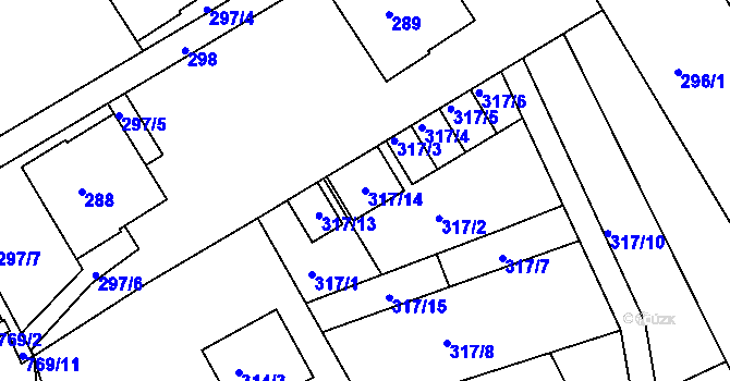 Parcela st. 317/14 v KÚ Osek u Hořovic, Katastrální mapa