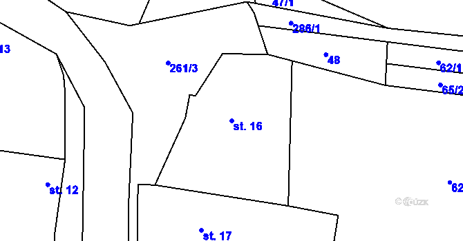 Parcela st. 16 v KÚ Dvořiště, Katastrální mapa