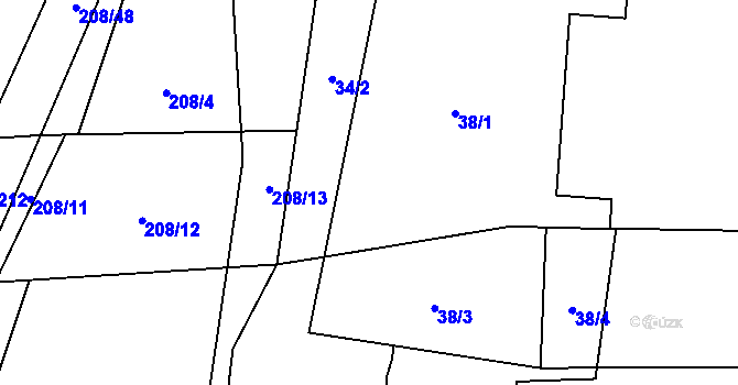 Parcela st. 34/3 v KÚ Dvořiště, Katastrální mapa