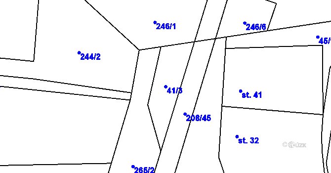 Parcela st. 41/3 v KÚ Dvořiště, Katastrální mapa