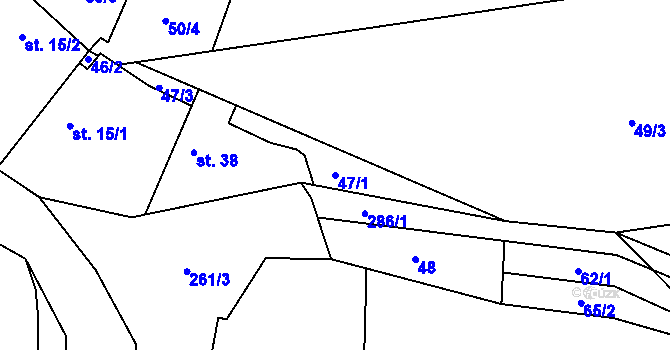 Parcela st. 47/1 v KÚ Dvořiště, Katastrální mapa