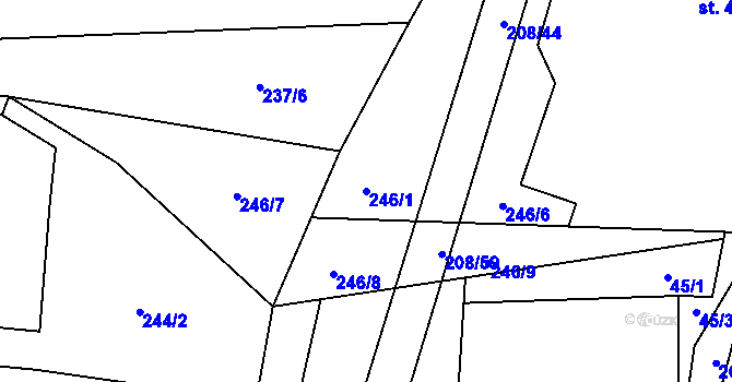 Parcela st. 246/1 v KÚ Dvořiště, Katastrální mapa