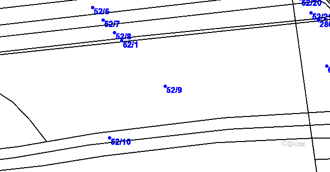 Parcela st. 52/9 v KÚ Dvořiště, Katastrální mapa