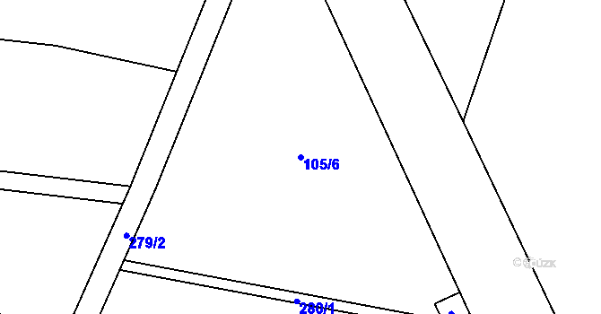 Parcela st. 105/6 v KÚ Dvořiště, Katastrální mapa