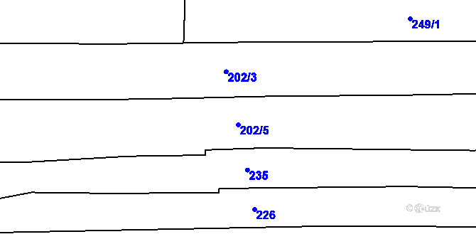 Parcela st. 202/5 v KÚ Dvořiště, Katastrální mapa