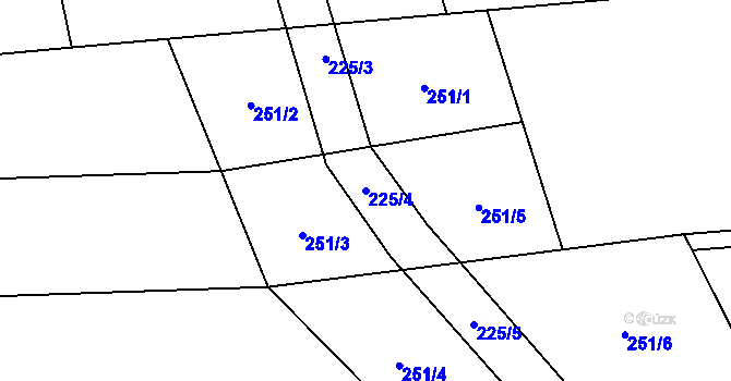 Parcela st. 225/4 v KÚ Dvořiště, Katastrální mapa