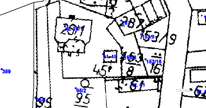 Parcela st. 45 v KÚ Osek, Katastrální mapa
