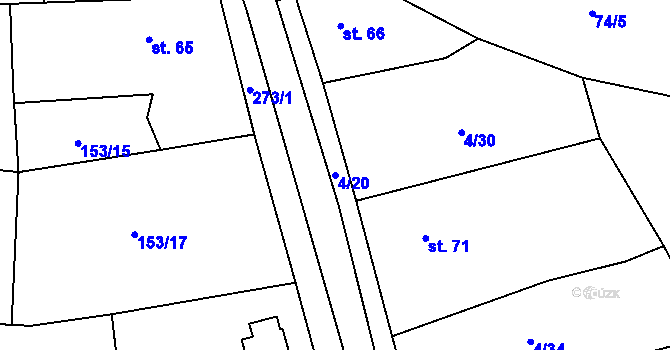 Parcela st. 4/20 v KÚ Osek, Katastrální mapa