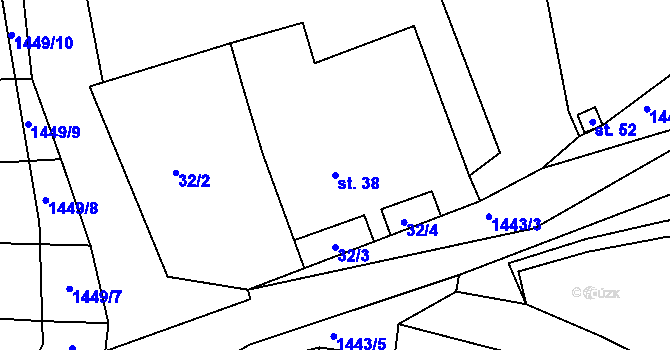 Parcela st. 38 v KÚ Osek u Milevska, Katastrální mapa