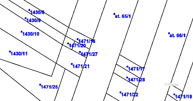 Parcela st. 65/2 v KÚ Osek u Milevska, Katastrální mapa