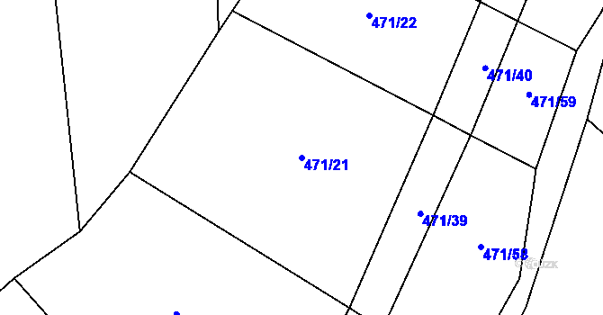 Parcela st. 471/21 v KÚ Osek u Milevska, Katastrální mapa