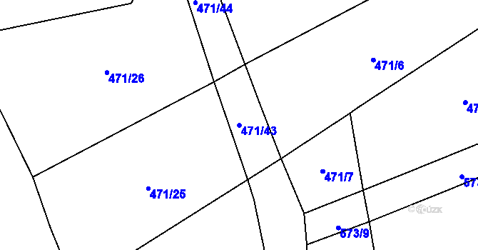 Parcela st. 471/43 v KÚ Osek u Milevska, Katastrální mapa