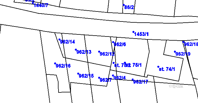 Parcela st. 962/12 v KÚ Osek u Milevska, Katastrální mapa