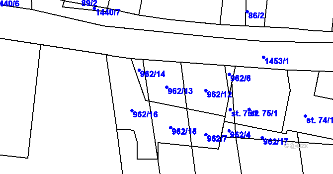 Parcela st. 962/13 v KÚ Osek u Milevska, Katastrální mapa