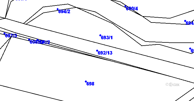 Parcela st. 692/13 v KÚ Jemnice u Oseka, Katastrální mapa