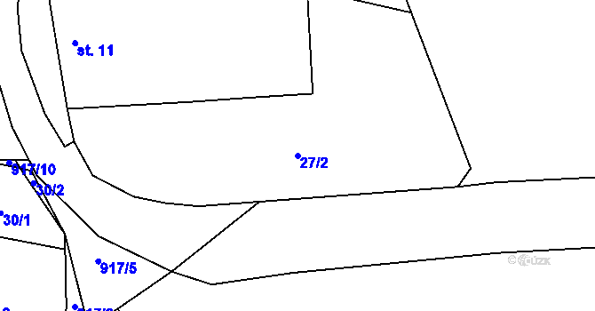 Parcela st. 27/2 v KÚ Jemnice u Oseka, Katastrální mapa