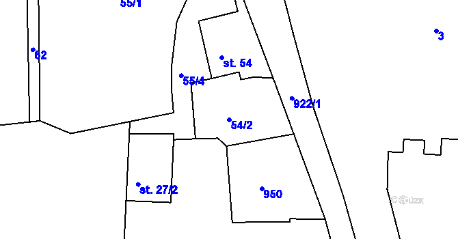 Parcela st. 54/2 v KÚ Jemnice u Oseka, Katastrální mapa