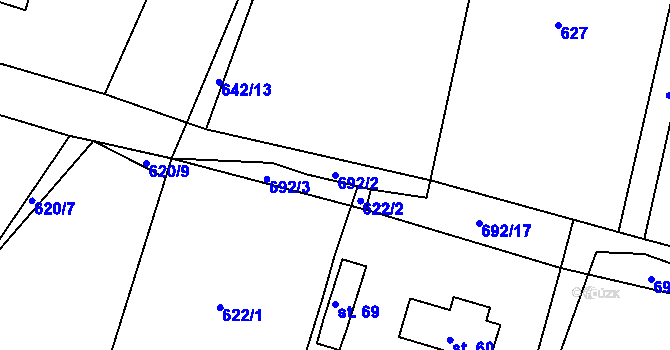 Parcela st. 692/2 v KÚ Jemnice u Oseka, Katastrální mapa