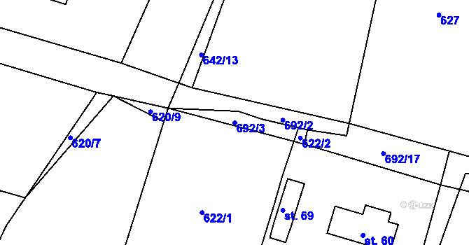 Parcela st. 692/3 v KÚ Jemnice u Oseka, Katastrální mapa