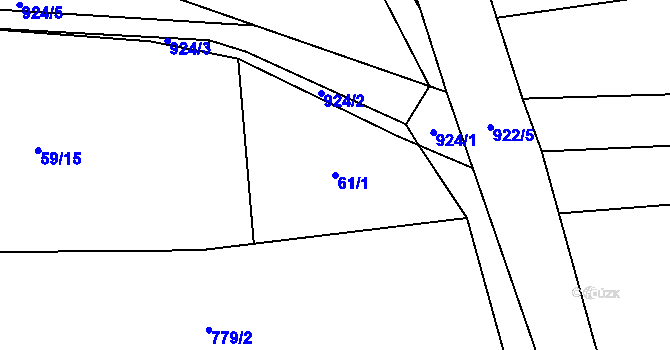 Parcela st. 61/1 v KÚ Jemnice u Oseka, Katastrální mapa