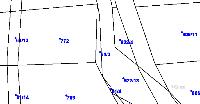 Parcela st. 61/3 v KÚ Jemnice u Oseka, Katastrální mapa