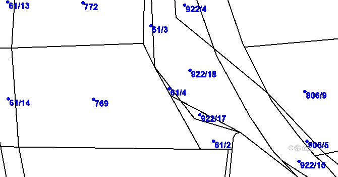 Parcela st. 61/4 v KÚ Jemnice u Oseka, Katastrální mapa