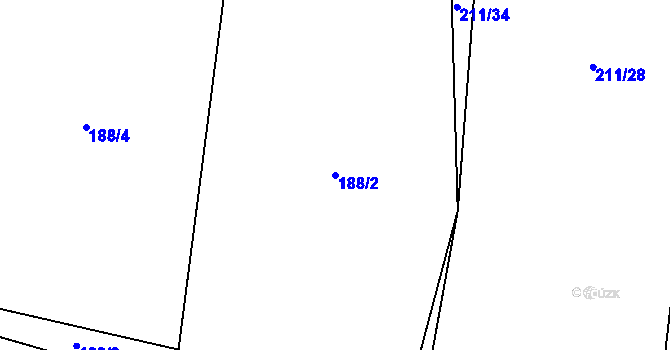 Parcela st. 188/2 v KÚ Jemnice u Oseka, Katastrální mapa