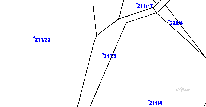 Parcela st. 211/5 v KÚ Jemnice u Oseka, Katastrální mapa