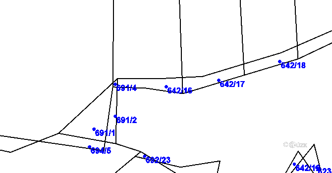 Parcela st. 642/16 v KÚ Jemnice u Oseka, Katastrální mapa