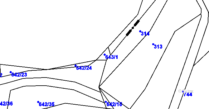 Parcela st. 643/1 v KÚ Jemnice u Oseka, Katastrální mapa